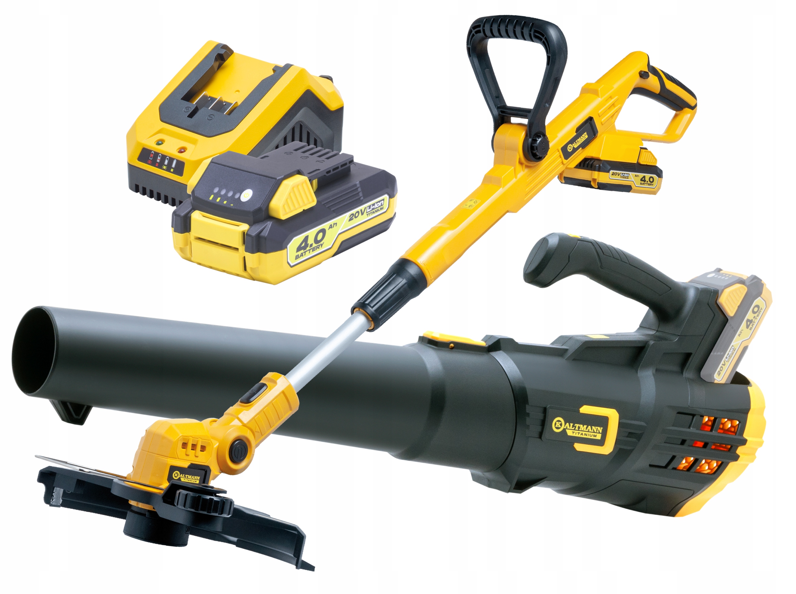 Zestaw Podkaszarka akumulatorowa Dmuchawa 20V Kaltmann Titanium aku 4 Ah