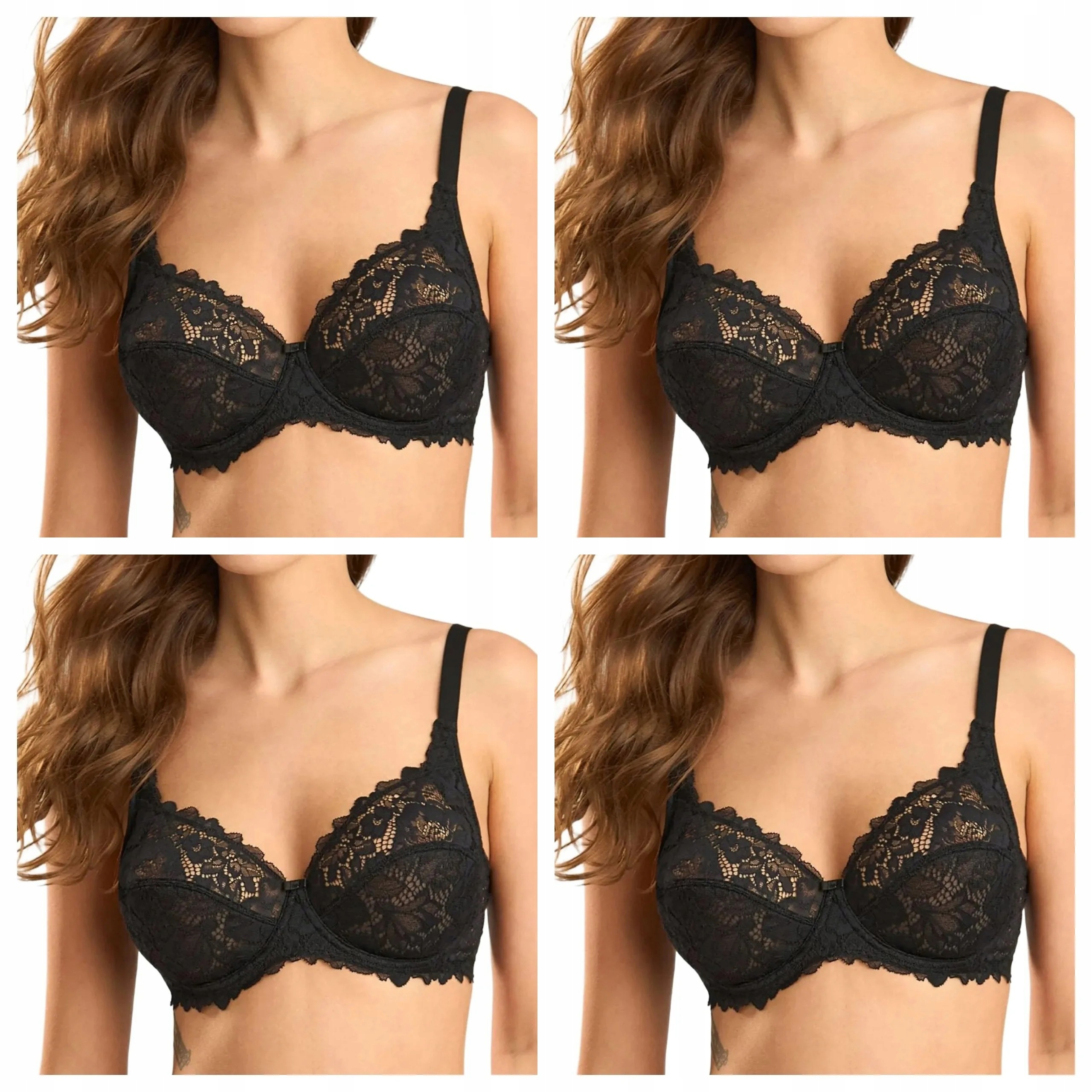 4x měkká krajková podprsenka Lormar Curvy 400L černá 80B