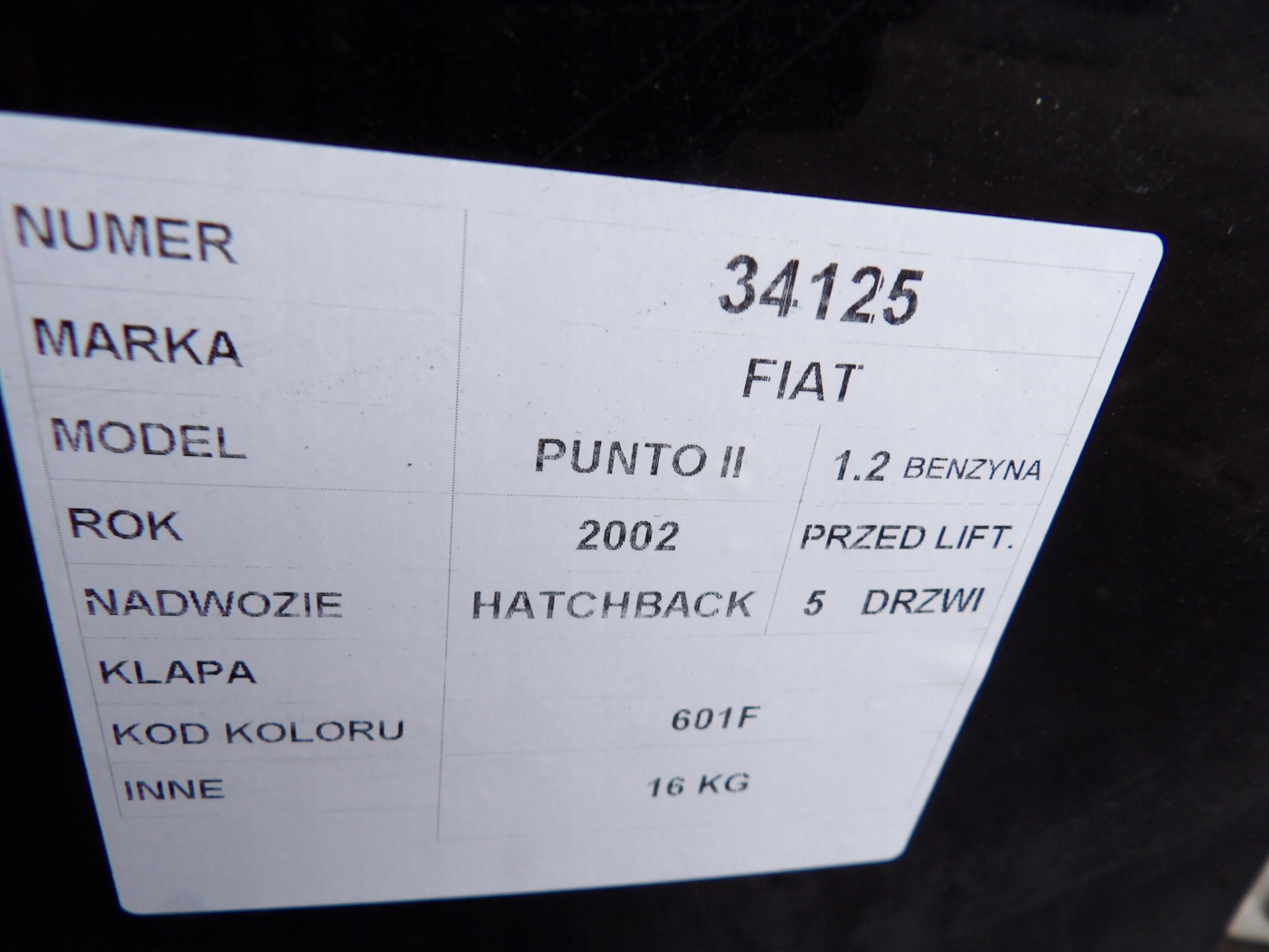 Fiat Punto II boot doors HB 5D lak. 601/F