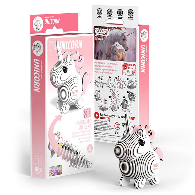 Jednorożec Różowy Eugy. Eko Układanka Puzzle 3D Liczba elementów 28