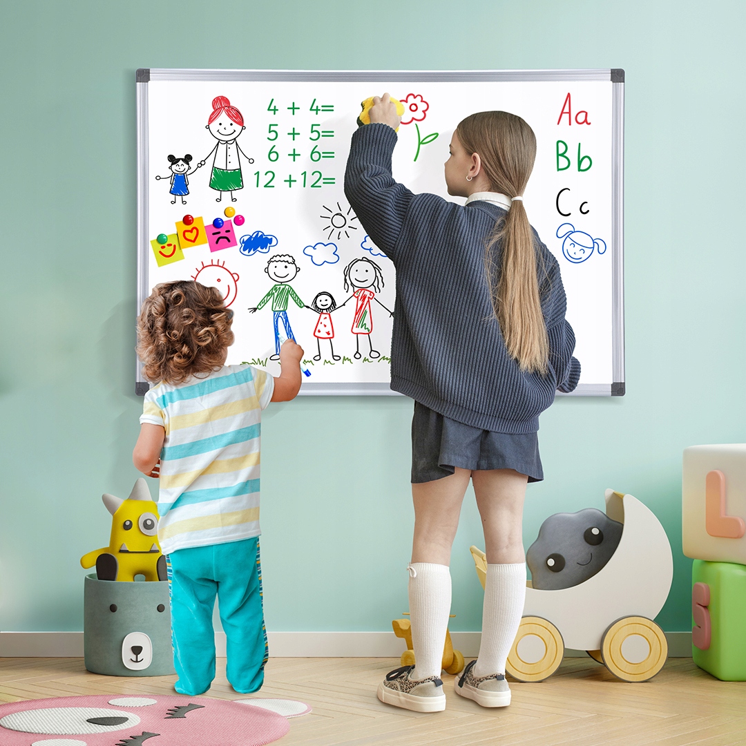 TABLICA MAGNETYCZNA 120x80 SUCHOŚCIERALNA BIAŁA + magnesy markery gąbka EAN (GTIN) 5900410265479