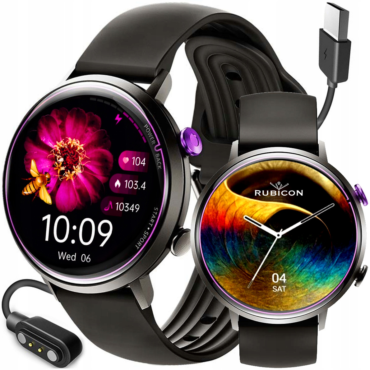 Chytré Hodinky Rubicon Dámské hodinky Polské menu Hd zlaté 210 mAh