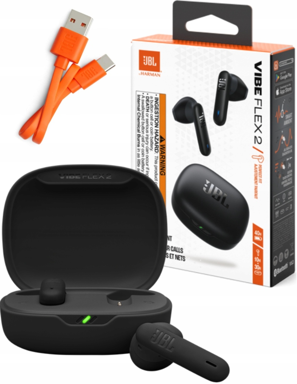 Bezdrátová sluchátka Jbl Vibe Flex 2 Black do uší Bluetooth 5.3 Černá