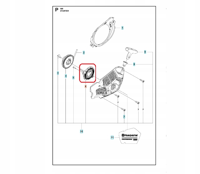 Sprężyna rozrusznika pilarki Husqvarna 585/592XP Rodzaj sprężyna