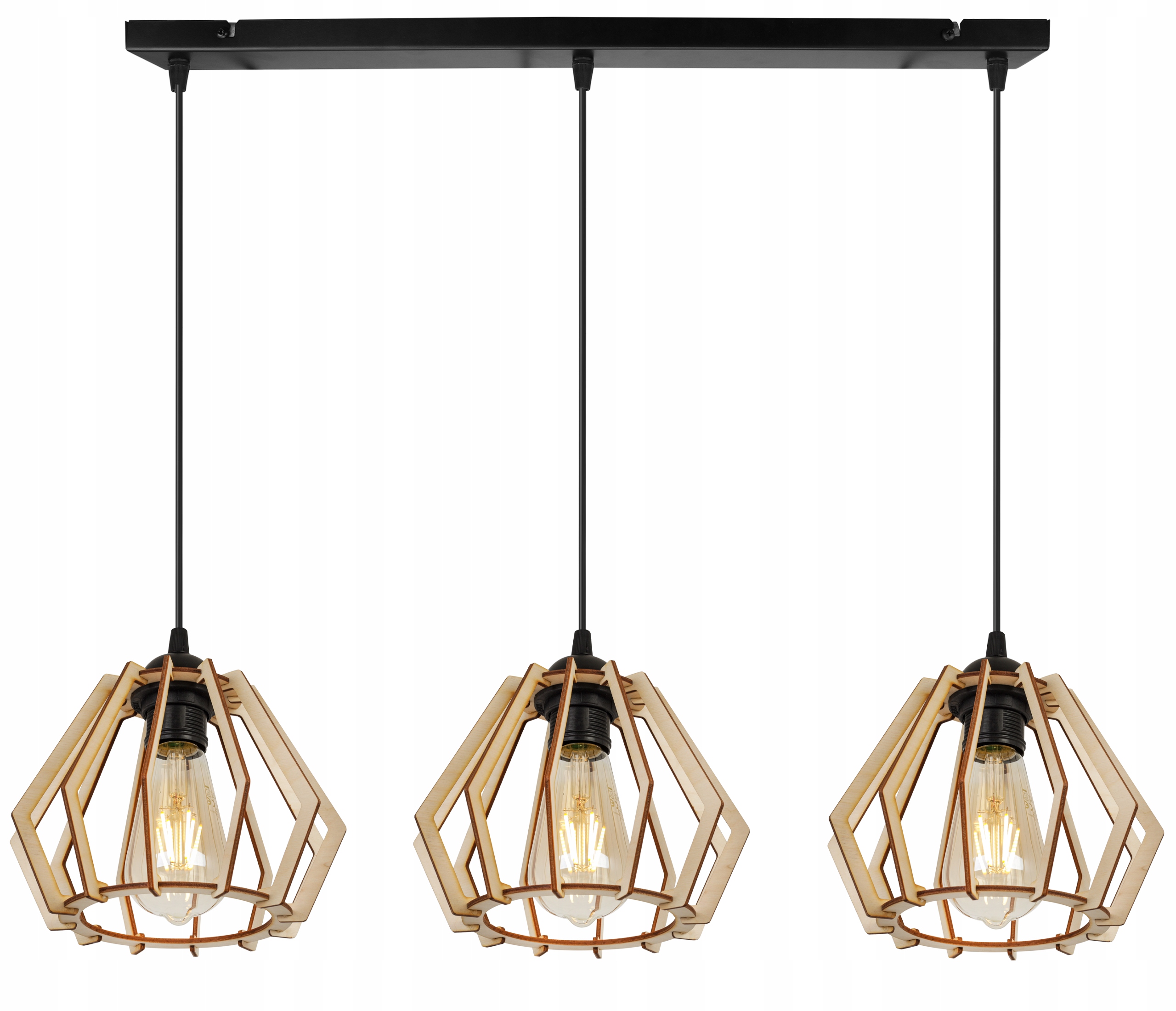 Závěsné Stropní Svítidlo S Trojitým Dřevěným Lustrem, Moderní Boho Led