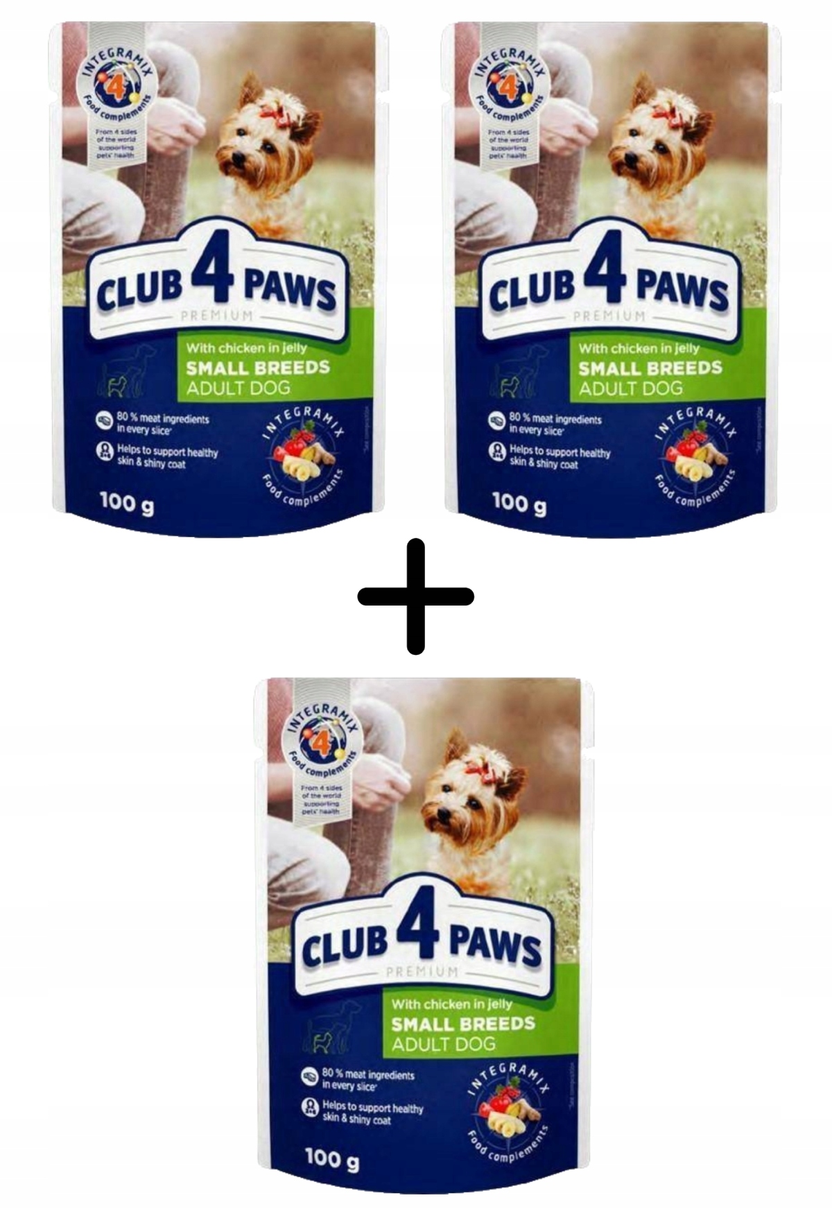 Levně Vlhké krmivo pro psy malých plemen 72x100 g s kuřecím masem Club 4 Paws