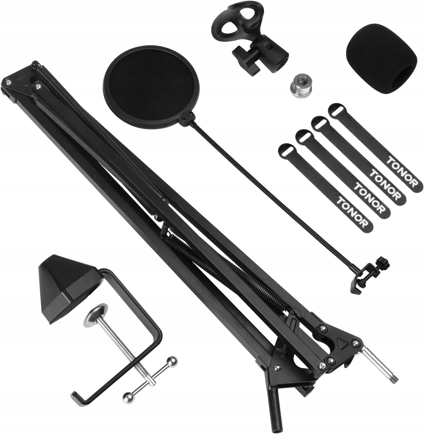 TONOR Stojak na mikrofon, rozszerzone ramię przegubowe z filtrem pop, adapt Rodzaj pojemnościowy