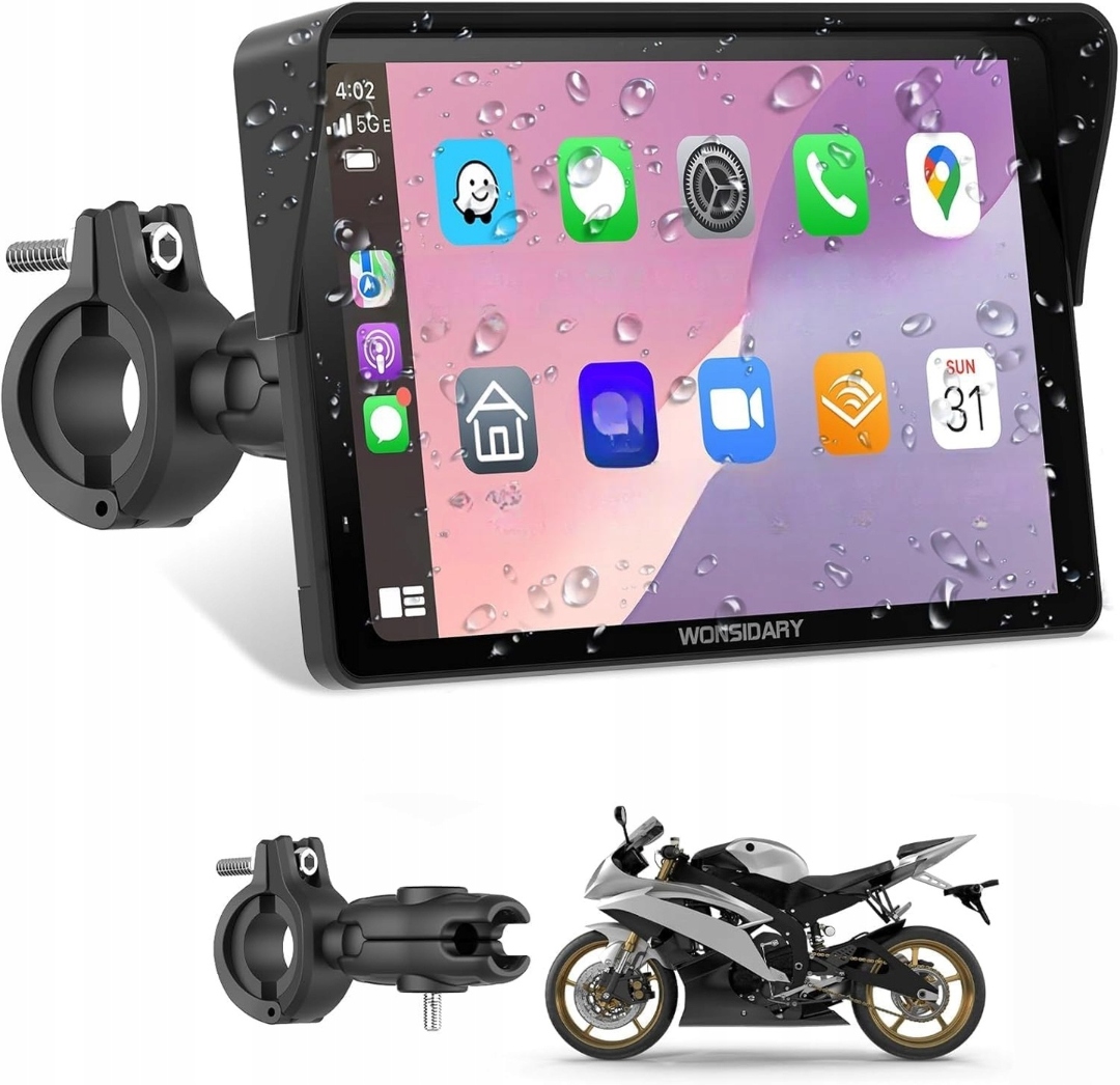 Motocyklová Navigácia Carplay Wonsidary Bluetooth Eq Siri Assistant 3V1