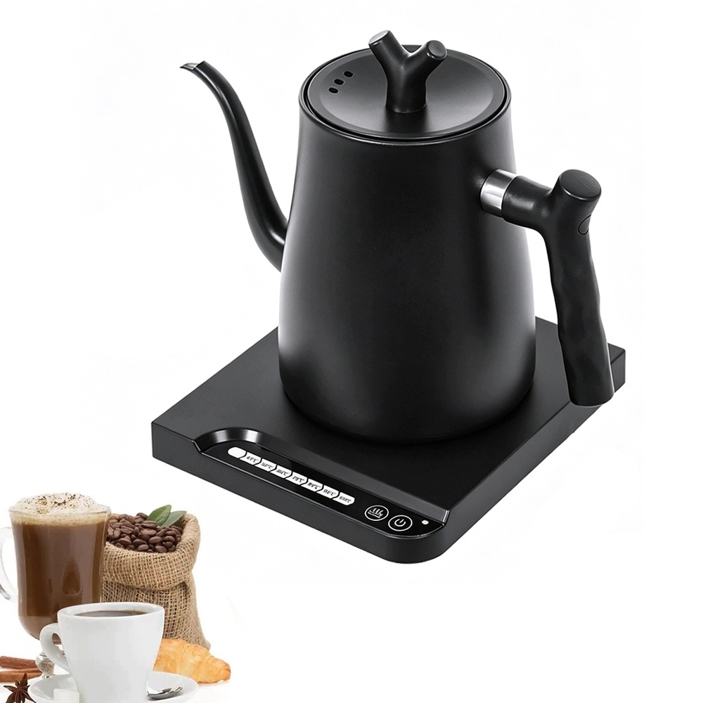 Elektrická varná konvice s dlouhým výtokem kovová 1000W 1L Černá Barista Konvice