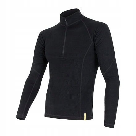 Sensor Merino Df pánské triko dl.rukáv zip černá velikost XXL