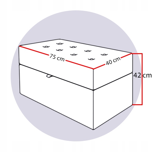 Pufa otwierana skrzynia eko skóra biała 75x40 Głębokość mebla 75 cm