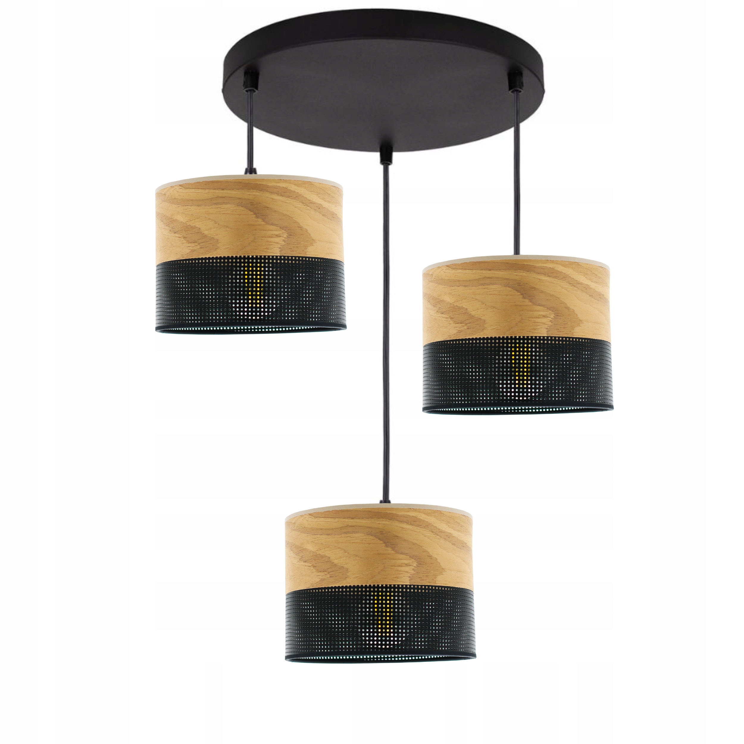 Závěsná Lampa Lustr Stínidlo S Otvory Dřevo E27 Led