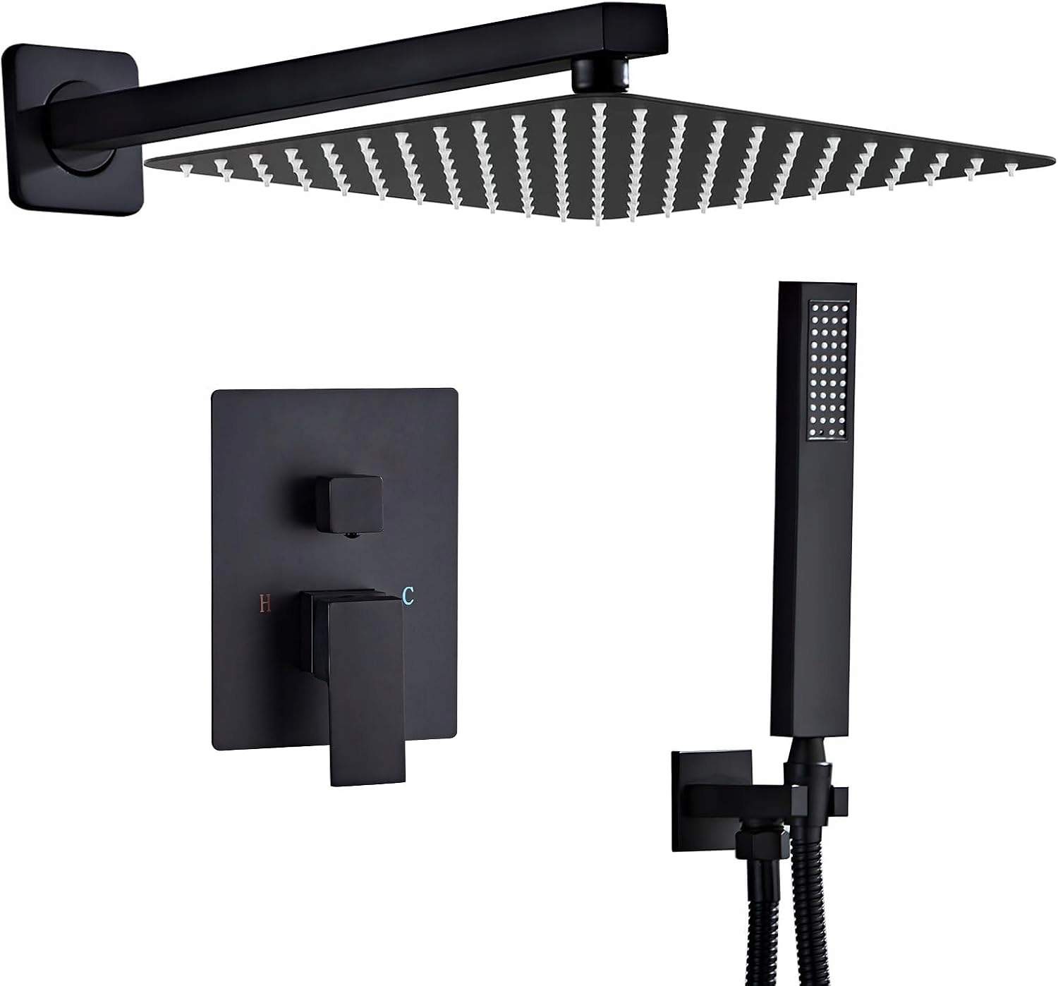 Sanitemodar podomietkový sprchový set čierny 40x40 cm slúchadlá