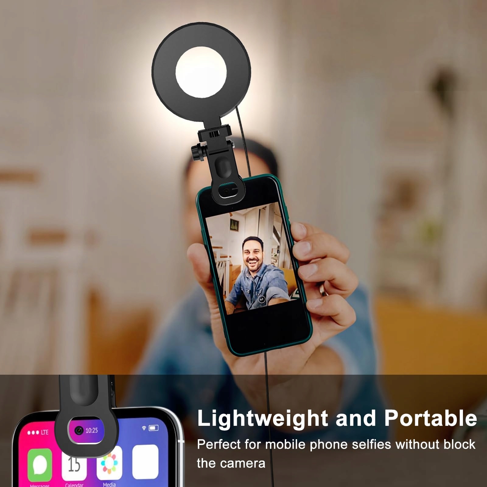 MOJIMDO LED Lampa Do Telefonu/Laptopa: Selfie, Wideokonferencje, Makijaż — miniatura 5