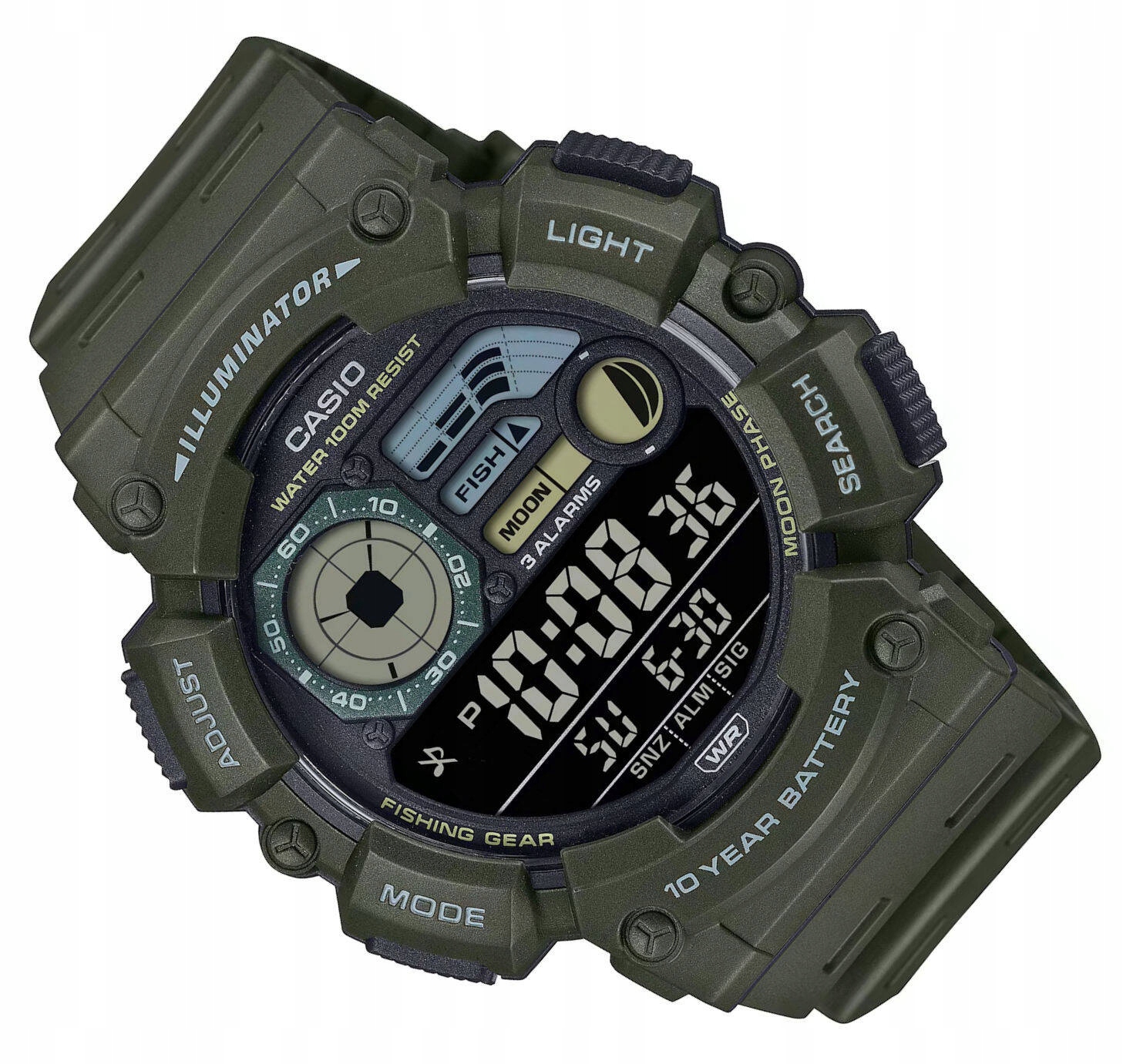 Zelené Mládežnické Sportovní Vodotěsné Hodinky Casio WS-1500H -3BV
