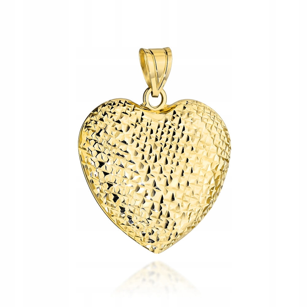 Zlatý přívěsek 585, srdce zdobené diamantováním, dárek ke Dni žen