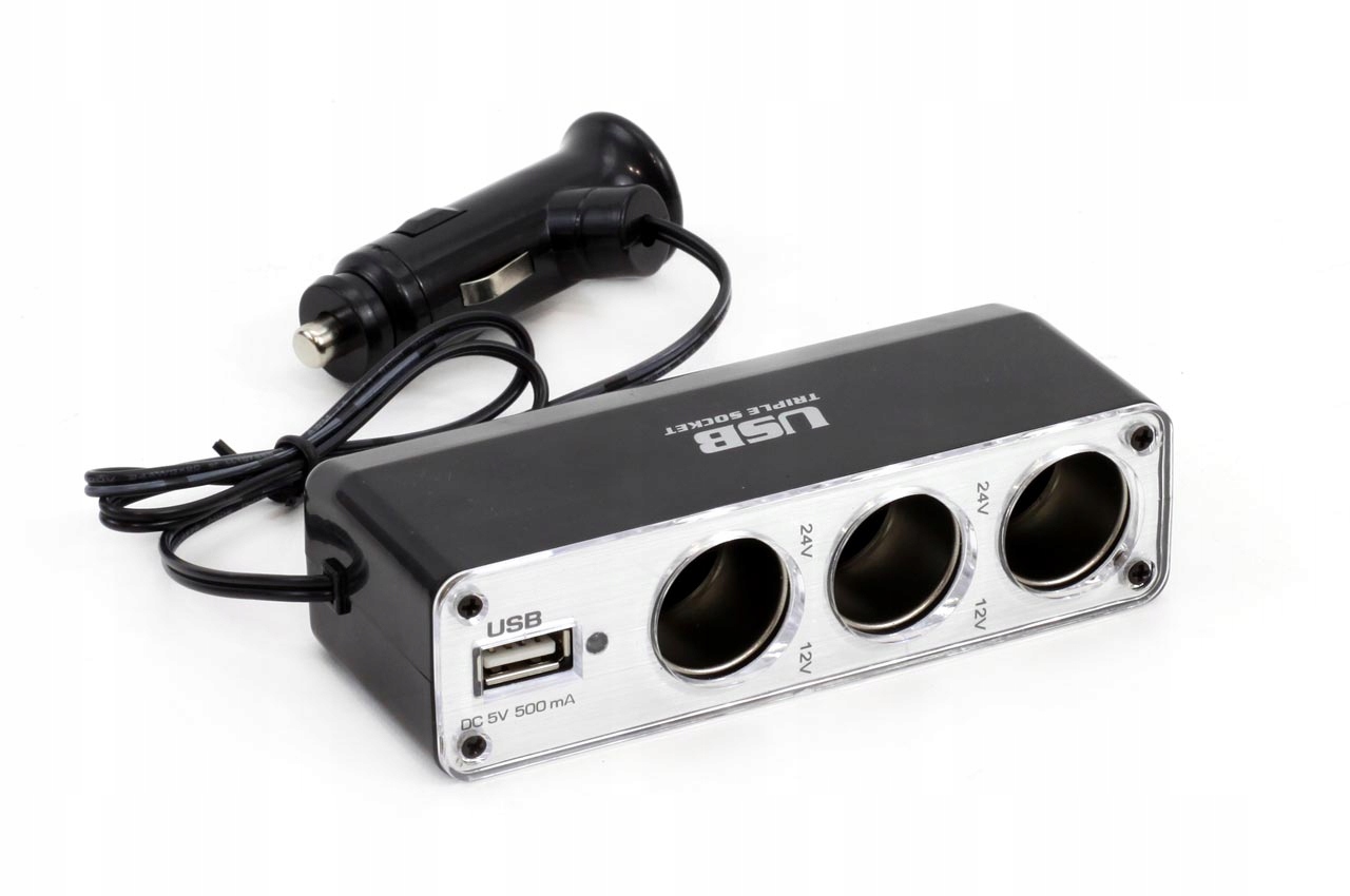 

Rozgałęźnik Rozdzielacz Zapalniczki 3+1USB 12V/24V
