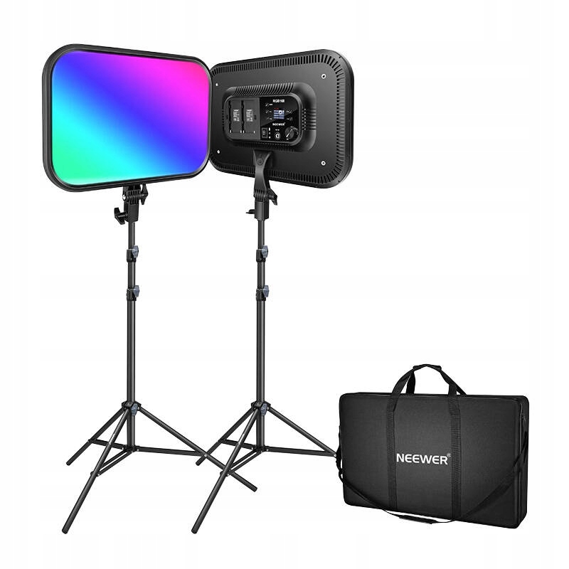 NEEWER ZESTAW STUDYJNY FOTOGRAFICZNY DWIE LAMPY 60W LED RGB + STATYWY