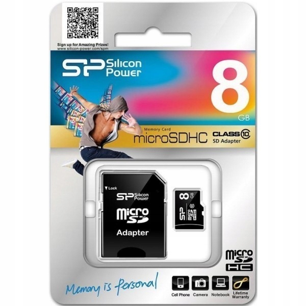 Karta microSDHC Silicon Power 8GB Class 10 z adapterem Wysoka Wydajność