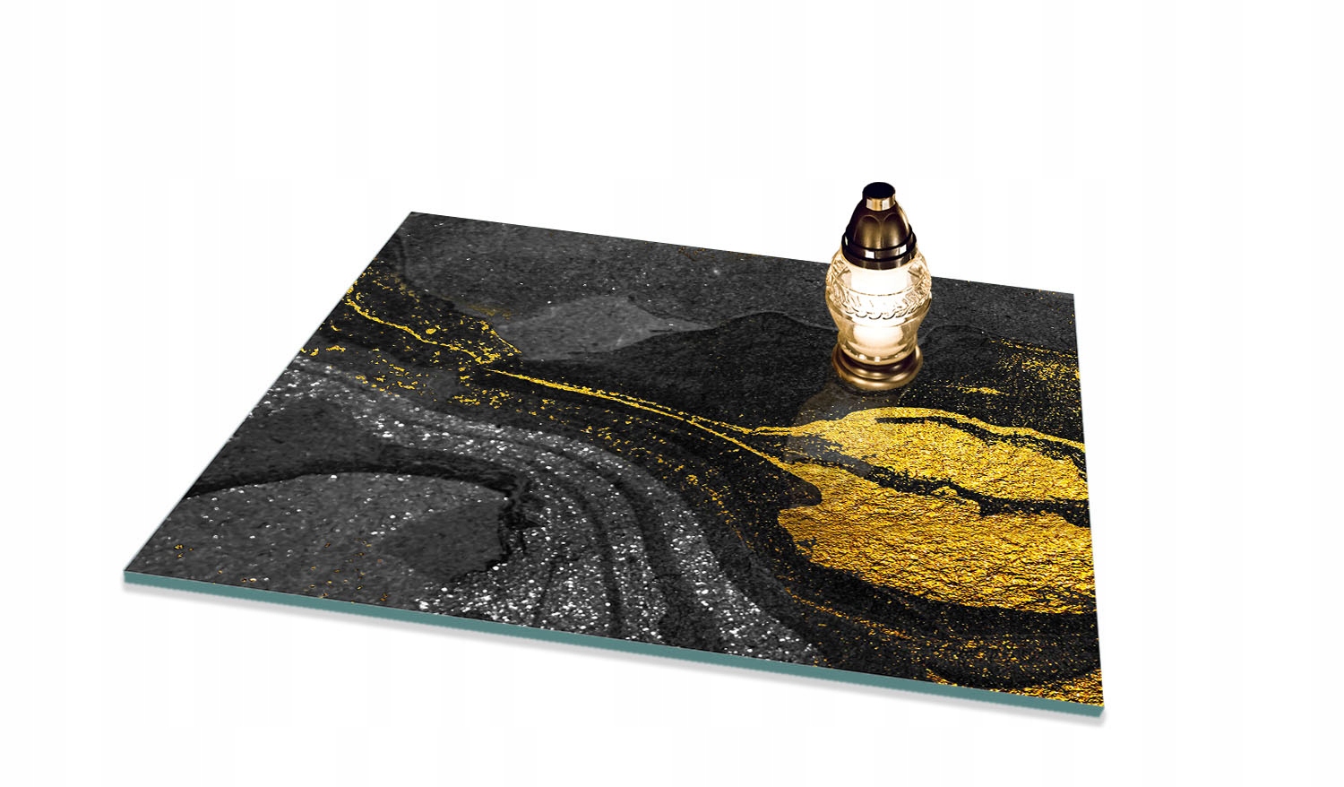 Skleněná podložka tvrzená pod Hřbitovní Svíčka dekorace na hřbitov, motiv 65x60 cm