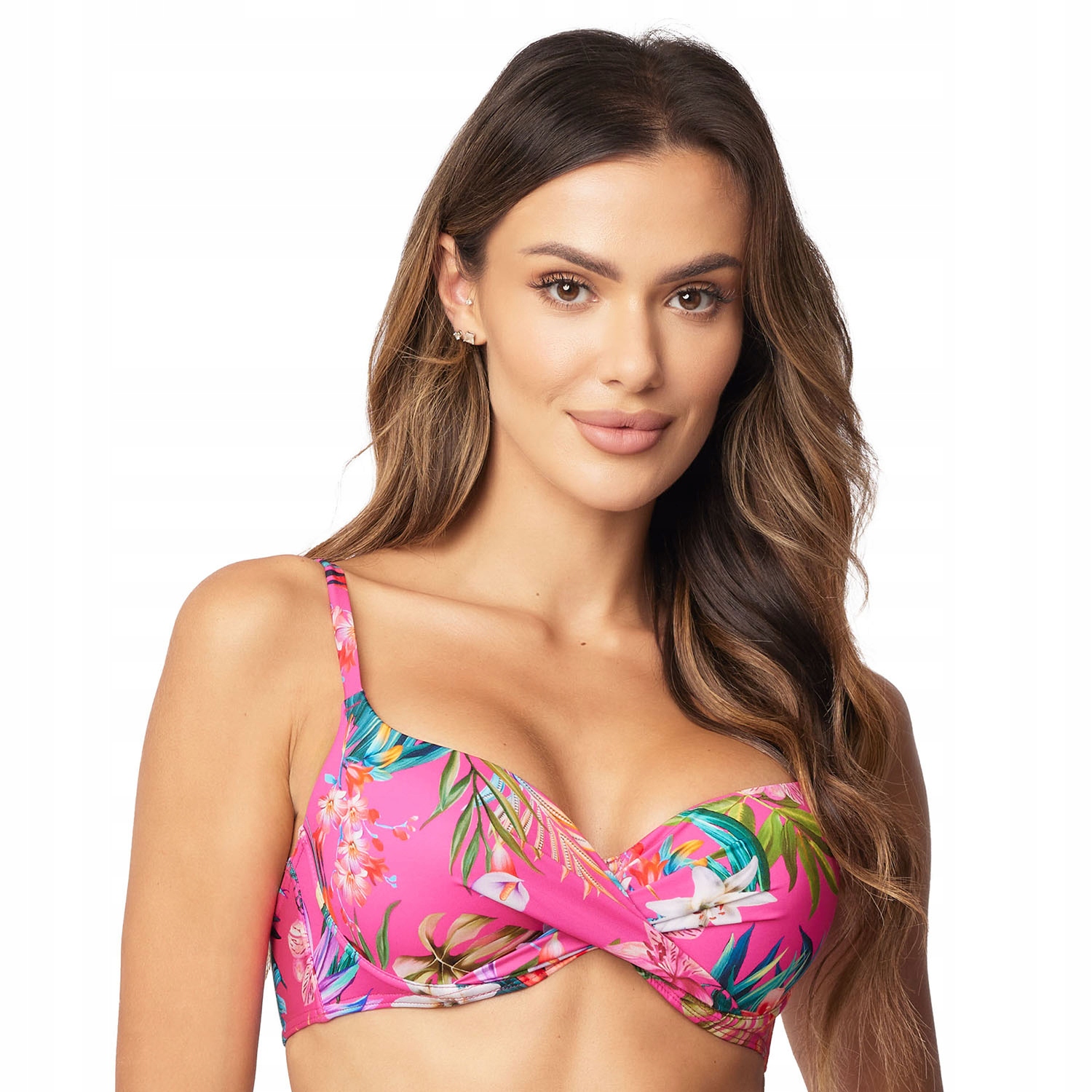 Vivisence 3222 Plavková podprsenka s růžovými květy Push-up 75C
