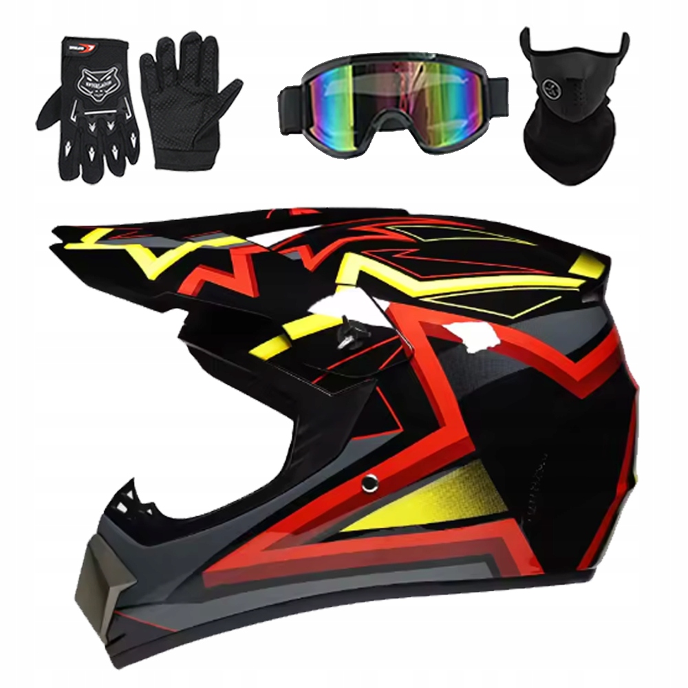 Crossová Přilba Na Crossa Motocykl Enduro Maska+Gogle+Rukavice Set Kód L