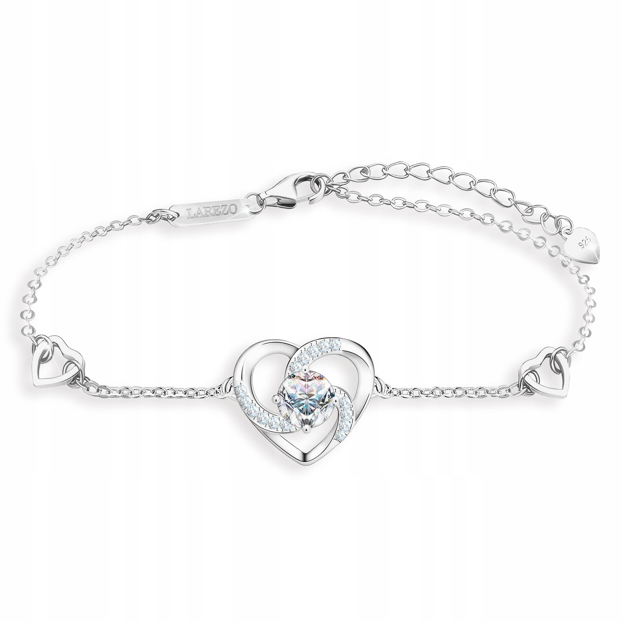 Stříbrný náramek Srdce Srdíčko s bílou křišťálovou zirkonií Stříbro 925