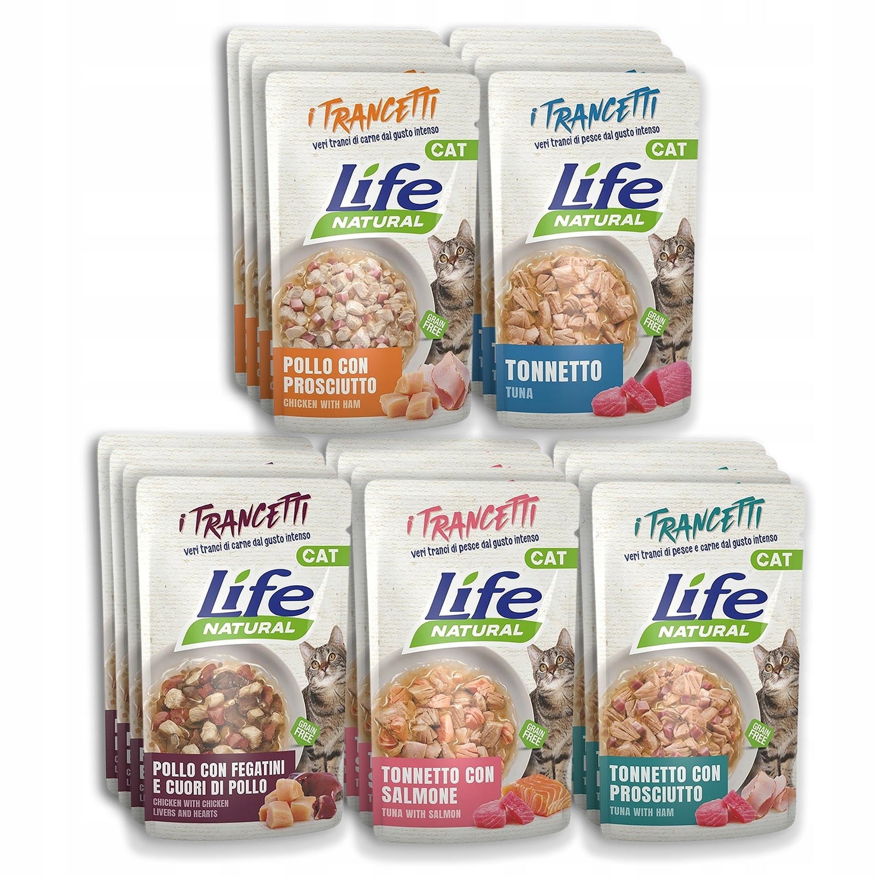 Levně Life Cat Chunks Krmivo pro kočky kapsička 55 g 20 ks MIX všech příchutí