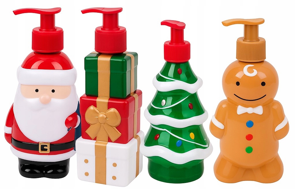 Levně Vánoční sada 4x tekuté mýdlo na ruce Mikuláš Vánoční stromeček Dárek Dortů