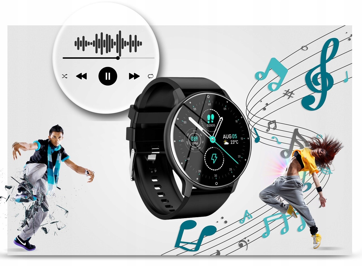 SMARTWATCH MĘSKI RUBICON MENU PL CIŚNIENIE SMS BOX Złącza brak
