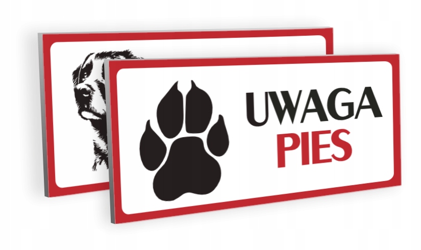TABLICZKA UWAGA PIES PCV 20X10CM WZORY