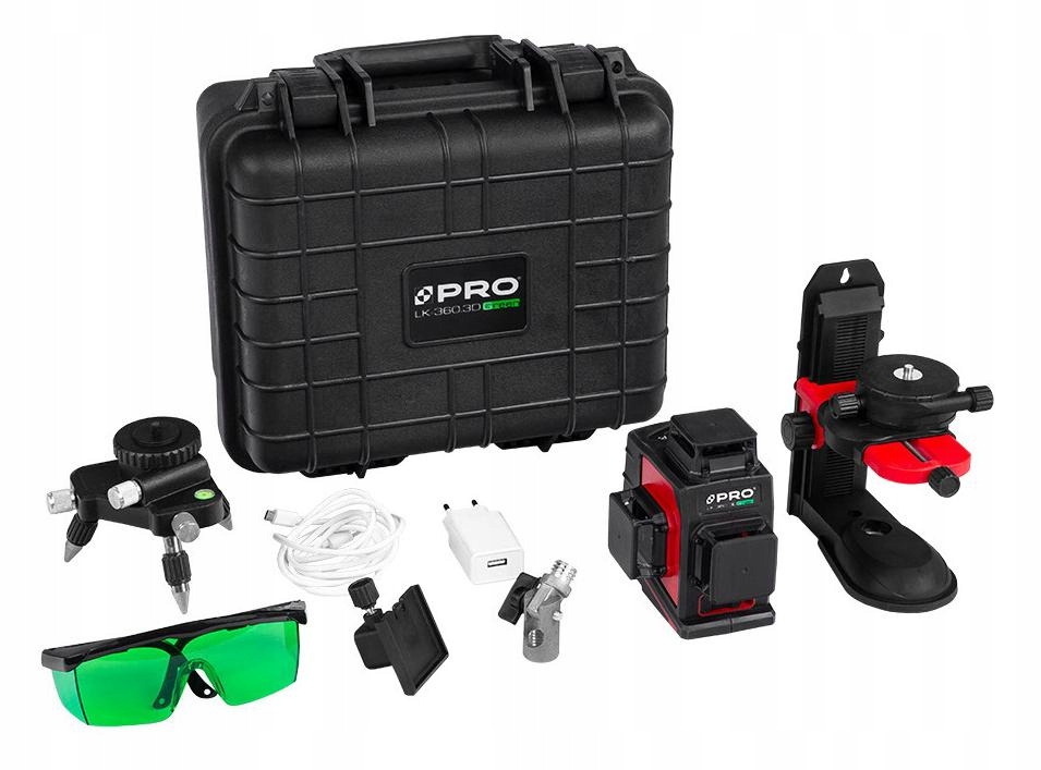 Křížový laser rovinný zelený Pro LK-360.3DG
