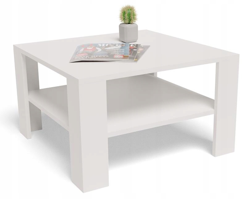Lavica konferenčný stolík 68x68 Niska EX3 biela s poličkou