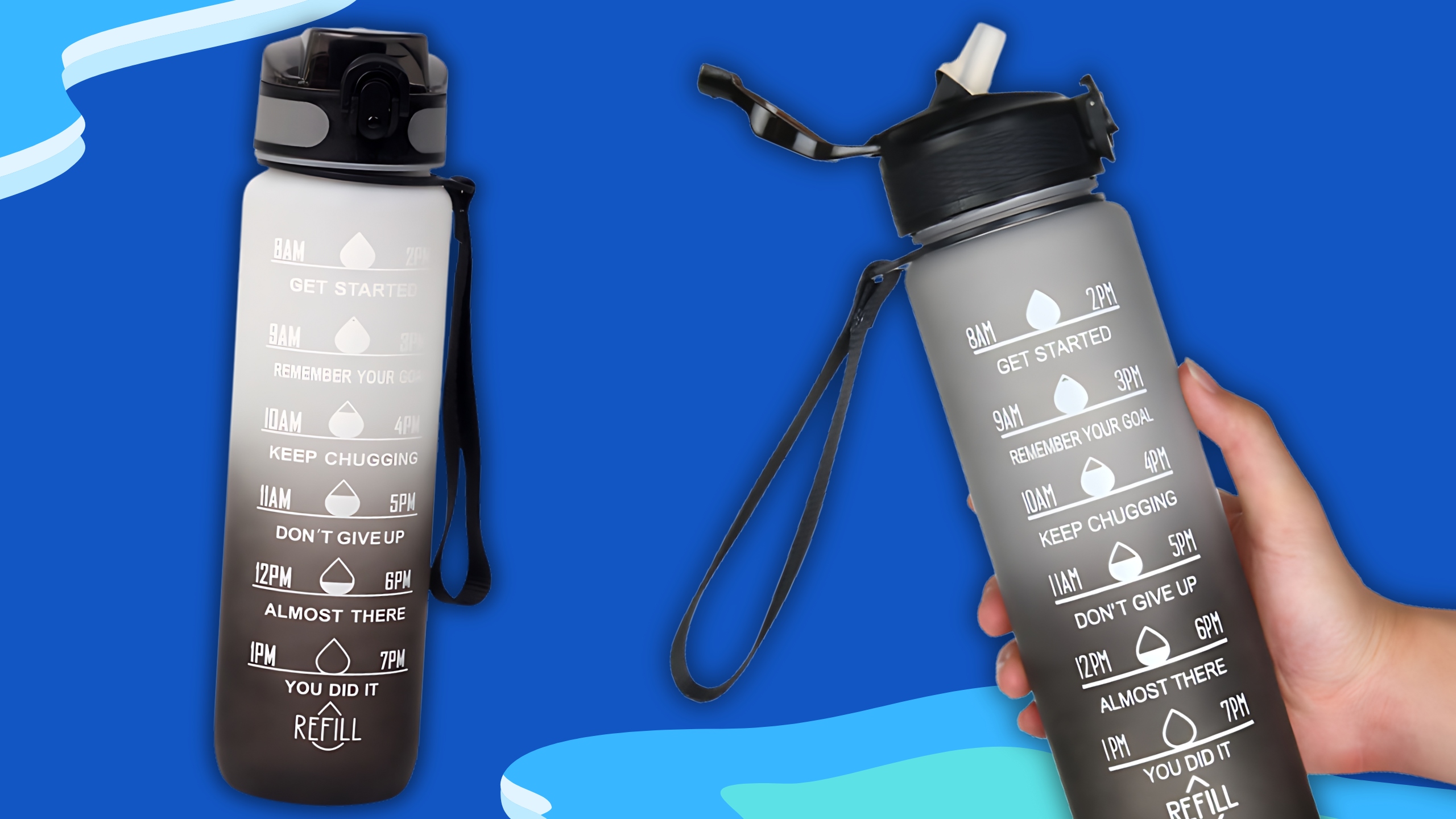 BUTELKA NA WODĘ BIDON SPORTOWY Z MIARKĄ Z PODZIAŁKĄ NA SIŁOWNIE FITNESS 1L Marka inna marka