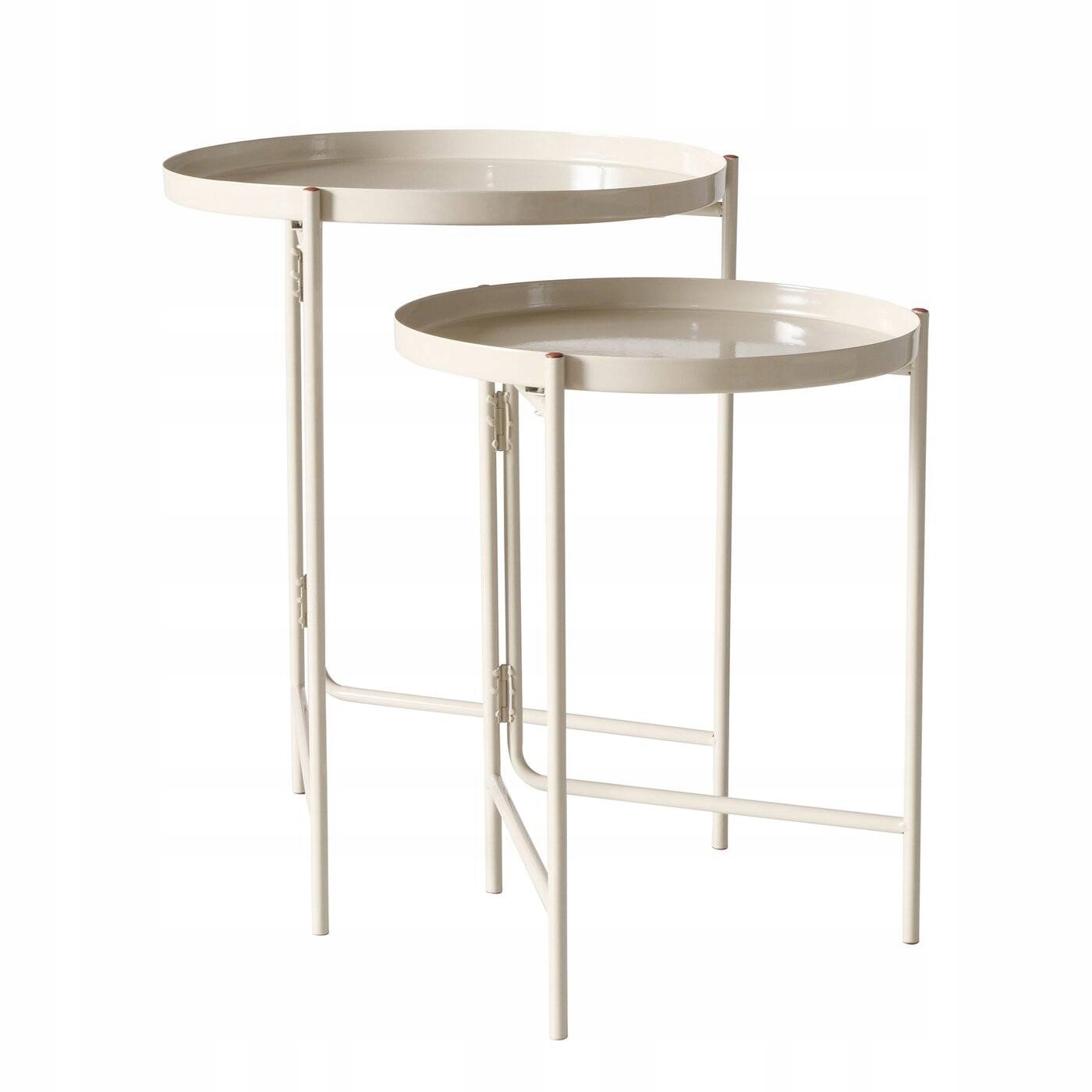 Konferenčný Stolík Kovový Okrúhly Béžový Drago Sada 2 kusov 38X45 CM