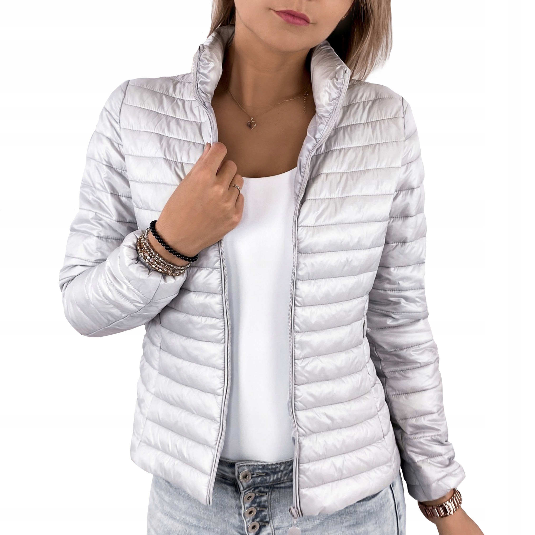 

Pikowana kurtka bez kaptura stylowa i XL