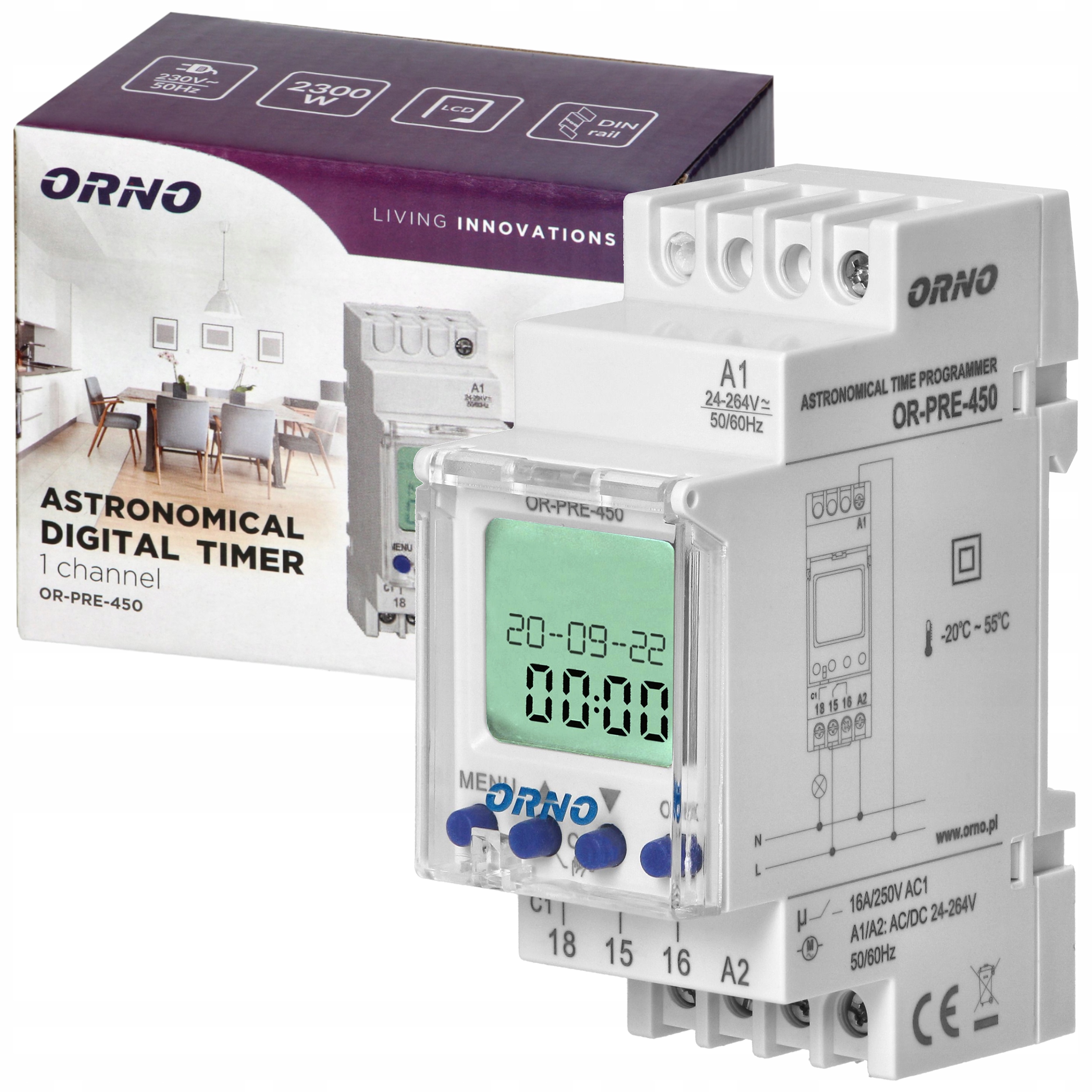 PROGRAMATOR CZASOWY NA SZYNĘ ZEGAR ASTRONOMICZNY WŁ/WYŁ