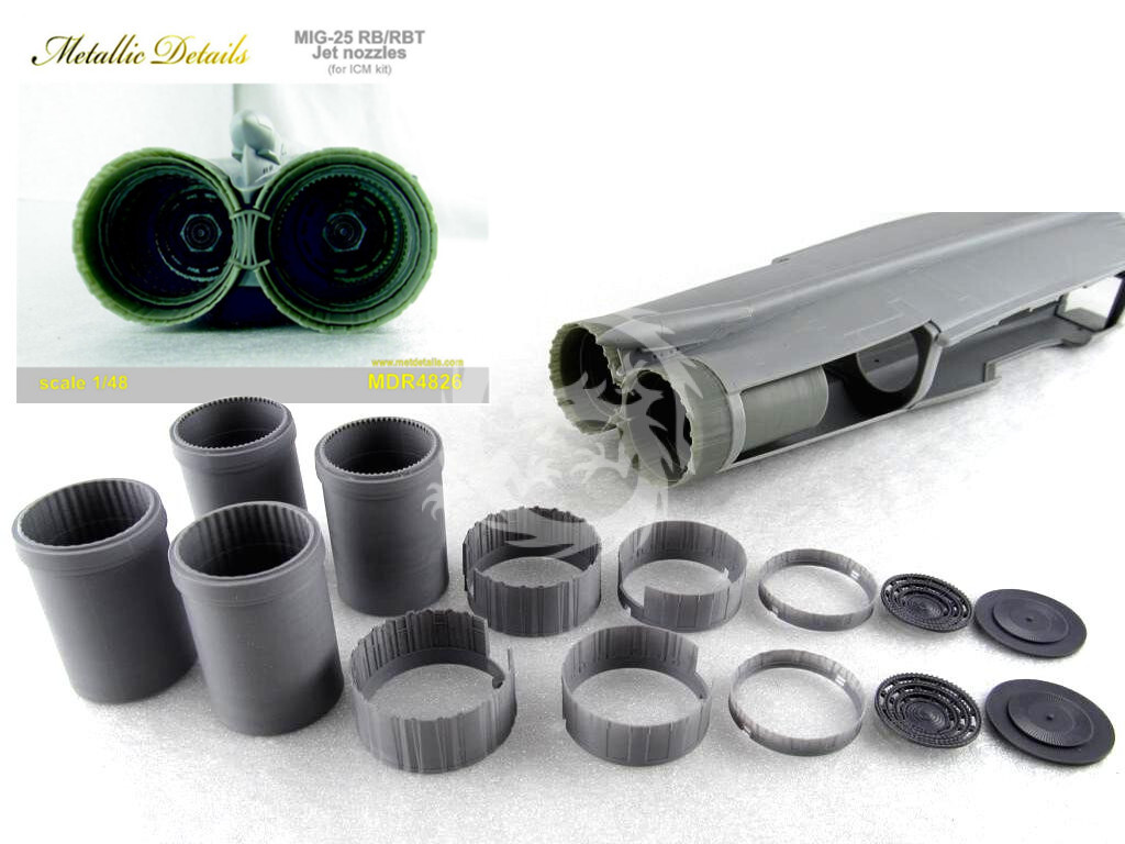 Proudové trysky MiG-25 Rb/rbt pro ICM/Revell Metallic Details MDR4826 1/48