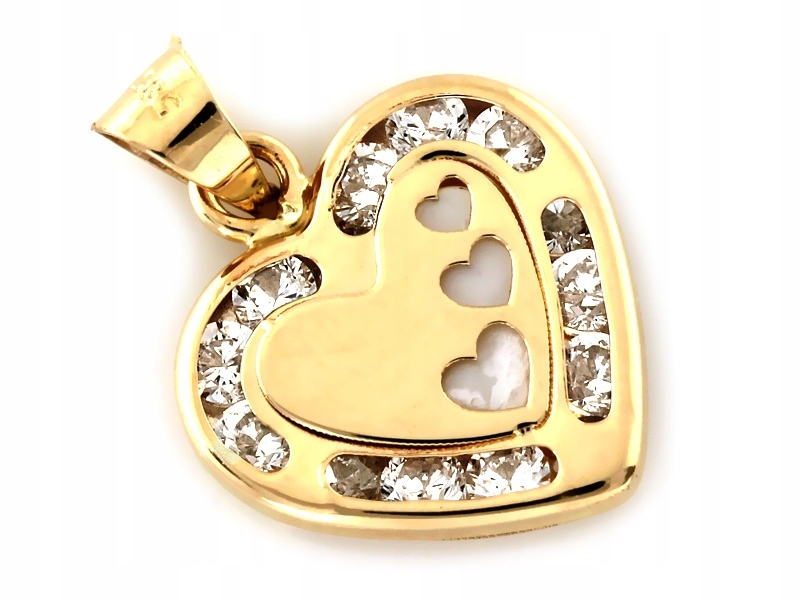 Přívěsek 585 s kamínky a srdcem od klenotníka, stylový