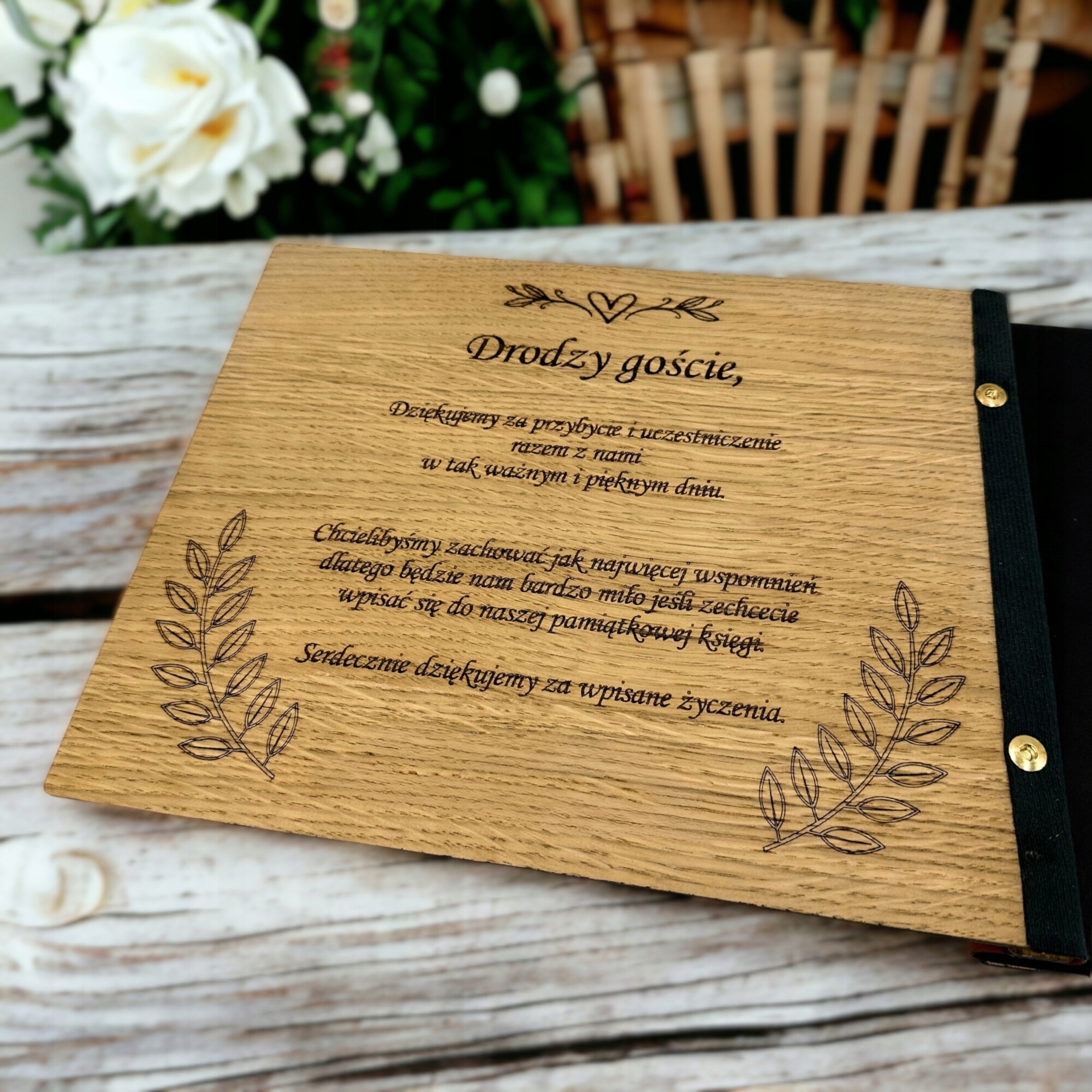 KSIĘGA GOŚCI na WESELE ŚLUB DREWNIANY ALBUM PAMIĄTKOWY Z GRAWEREM EAN (GTIN) 5905601281344