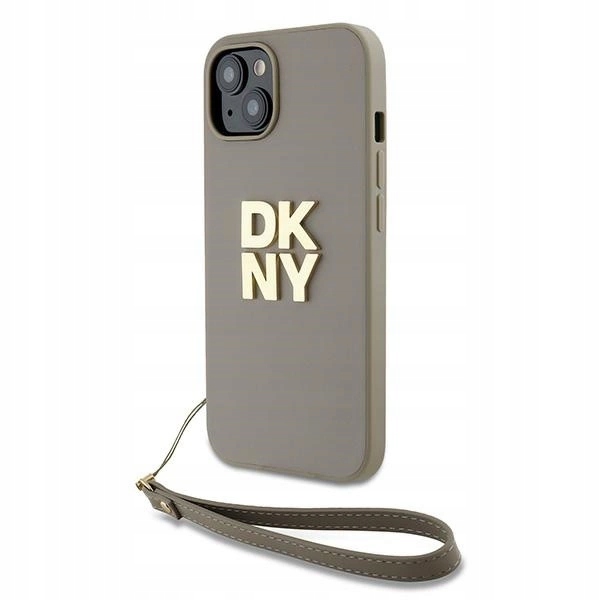 Pouzdro pouzdra kryt Dkny Wrist Strap Stock Logo pro iPhone 15 14 13 béžové