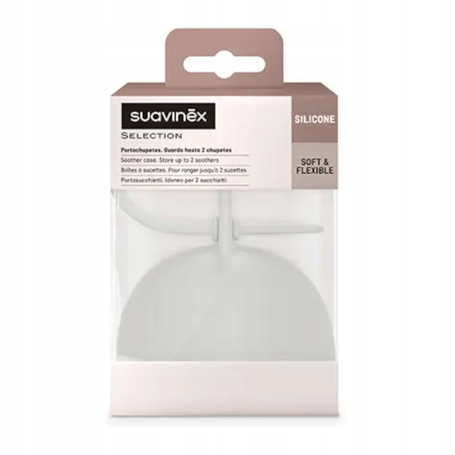 Suavinex Pojemnik na smoczki 2 sztuki silikonowe etui na smoczek bez BPA Materiał silikon
