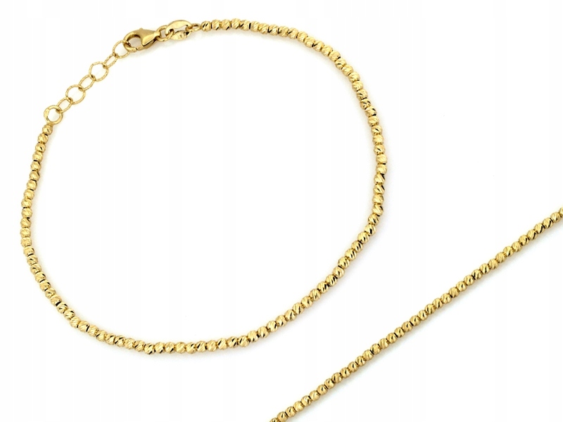 Elegantní zlatý řetízkový náramek s diamantovými kuličkami 585 14 kt 2.64 g