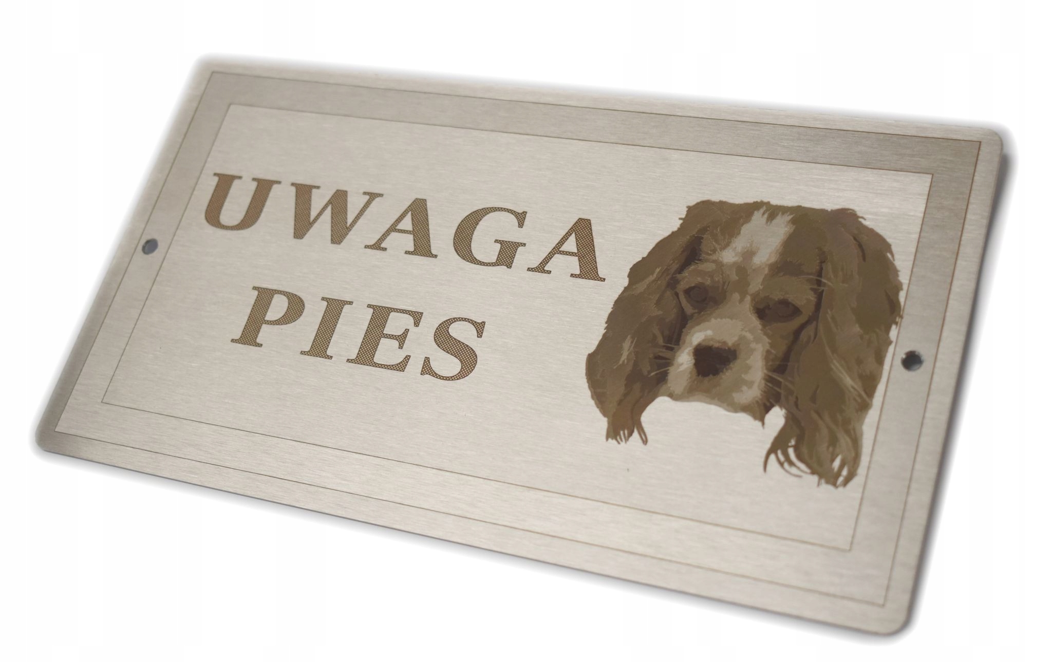 Tabliczka nierdzewna- UWAGA PIES - Cavalier