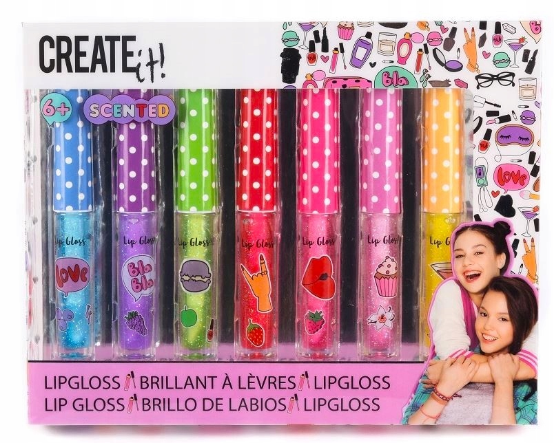 Brokatowa Pomadka Szminka Błyszczyki Pachnące do Ust Kolorowe 7sz CREATE IT