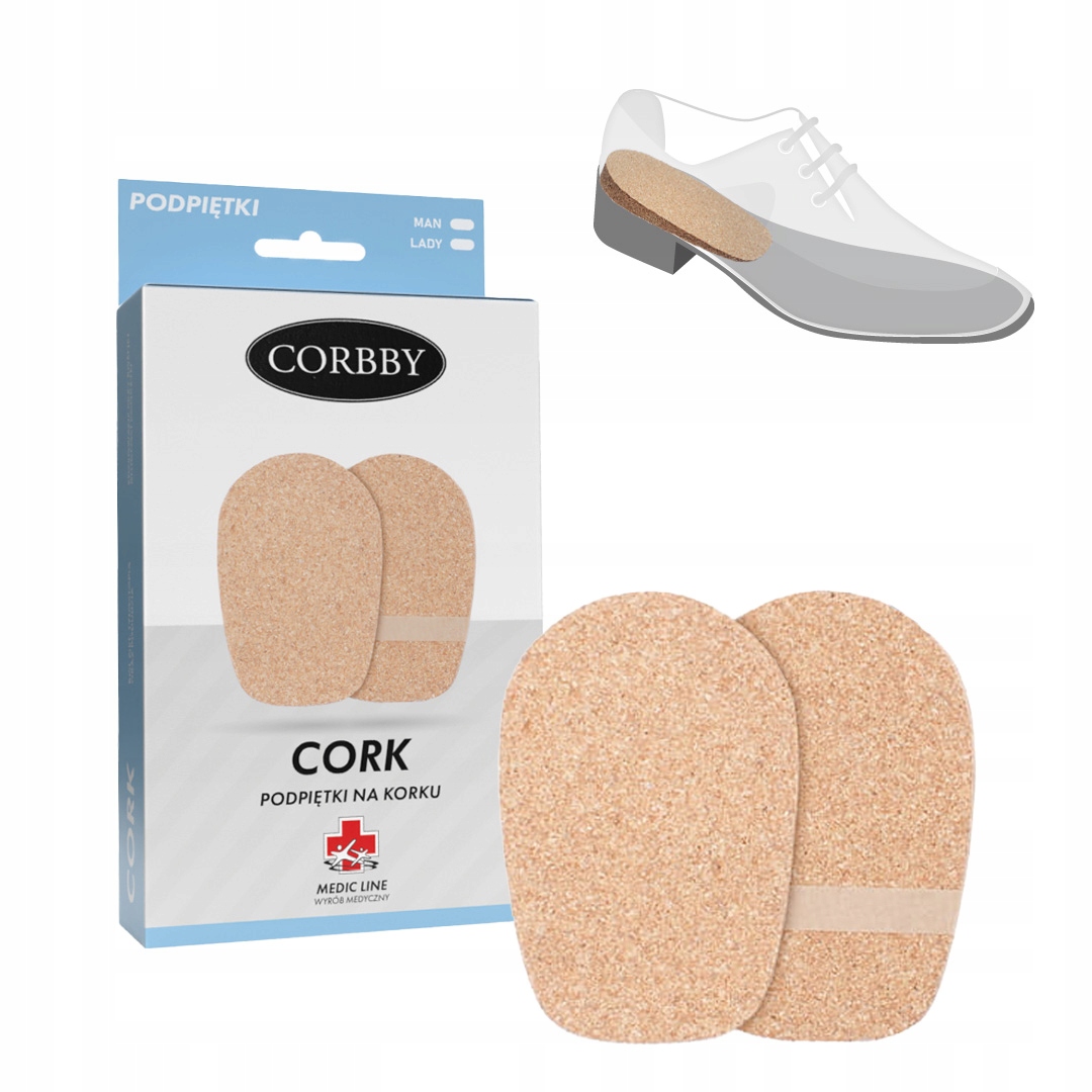 Podpiętki ortopedyczne profilaktyczne korkowe Cork rozm. 40-46 2 szt.