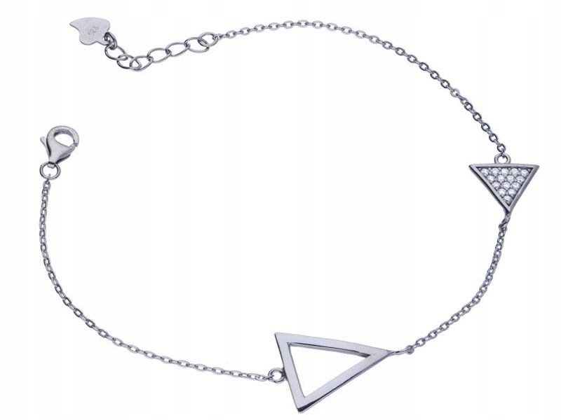 Náramek trojúhelníky stříbro 925 s rhodiem a zirkony 2.4 g jako dárek
