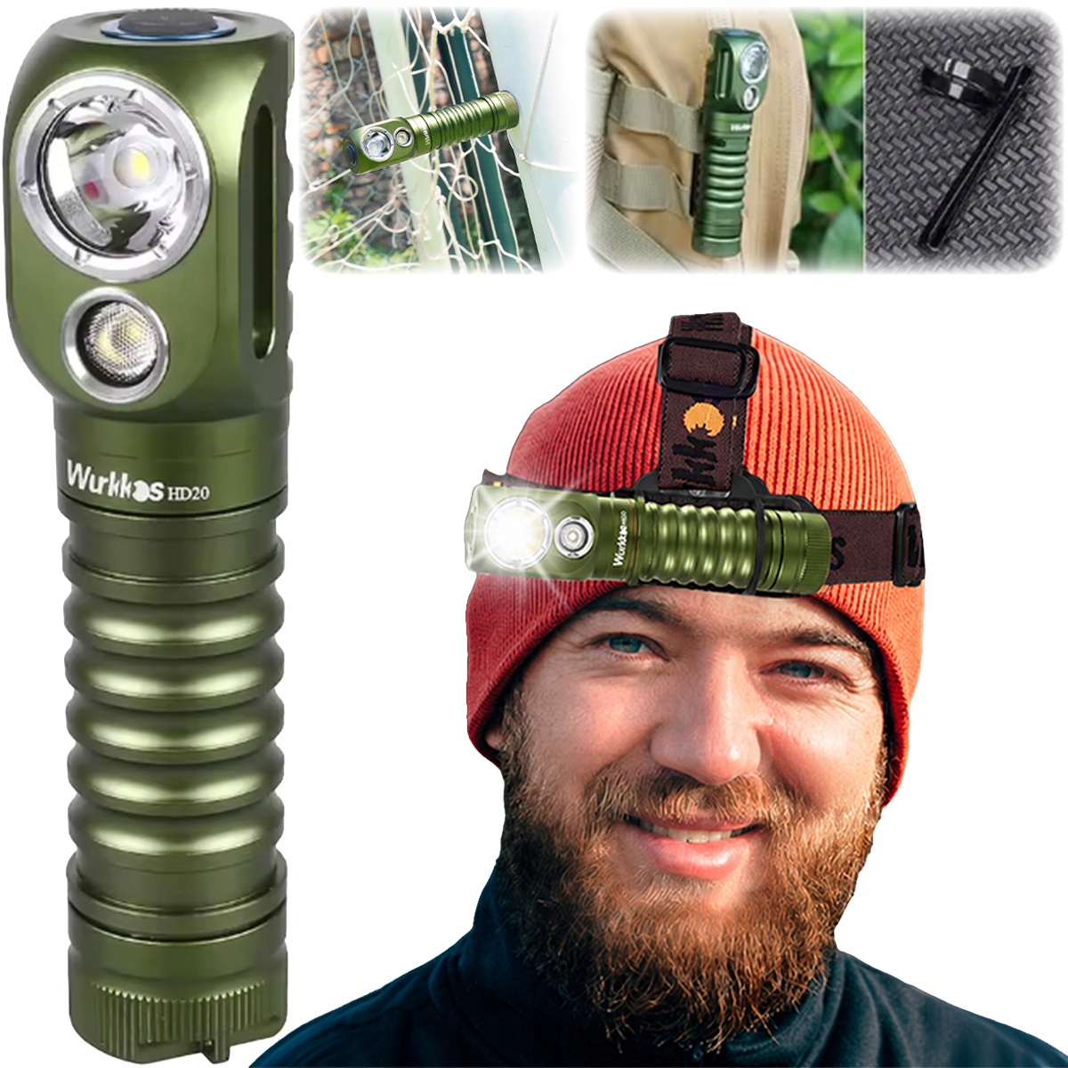 Latarka czołowa akumulatorowa Led Wurkkos HD20 2000lm Usb-c IP68 powerbank