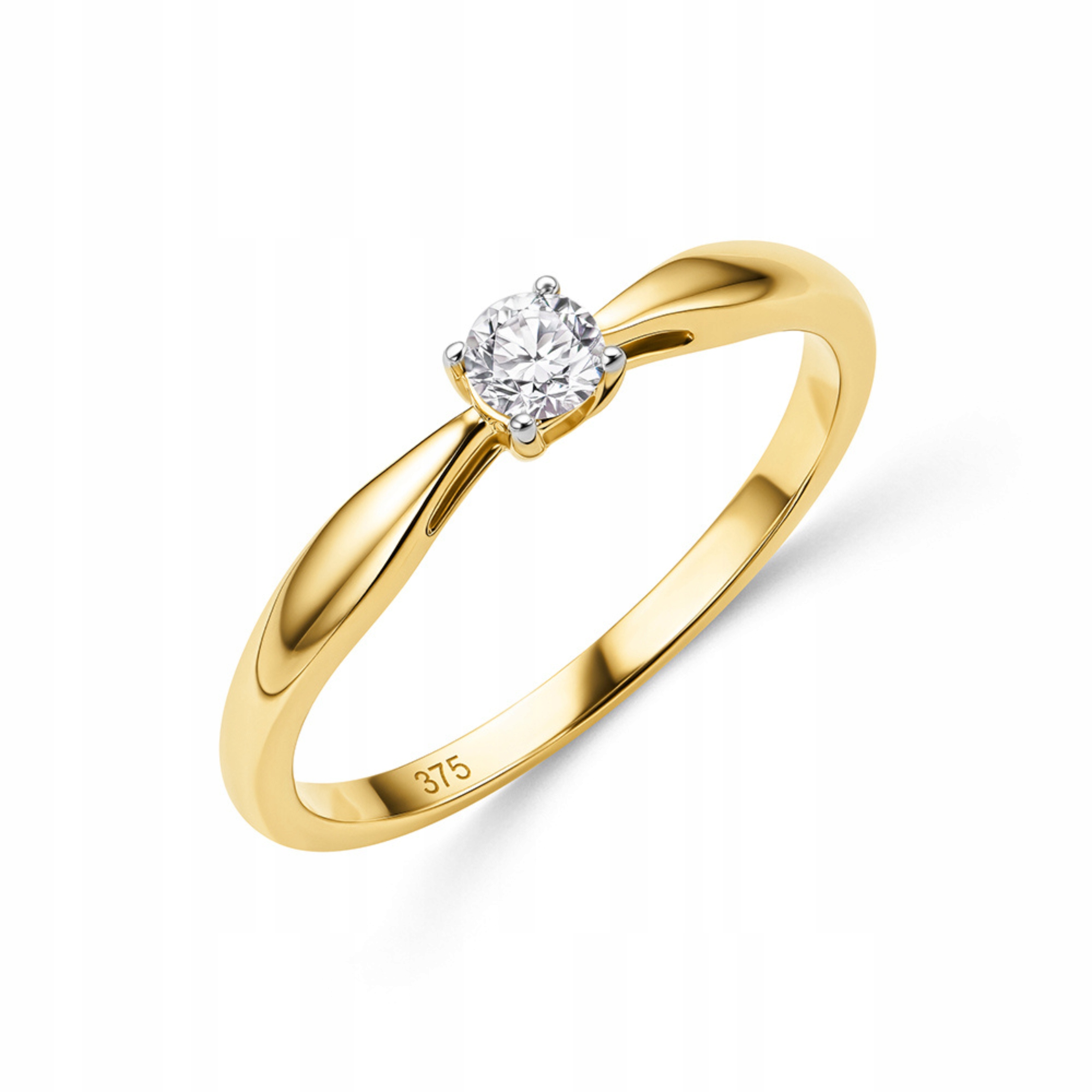 Pierścionek Miore 9KT 375 Żółte Złoto Diament 0,15ct Zaręczynowy Rozmiar 18