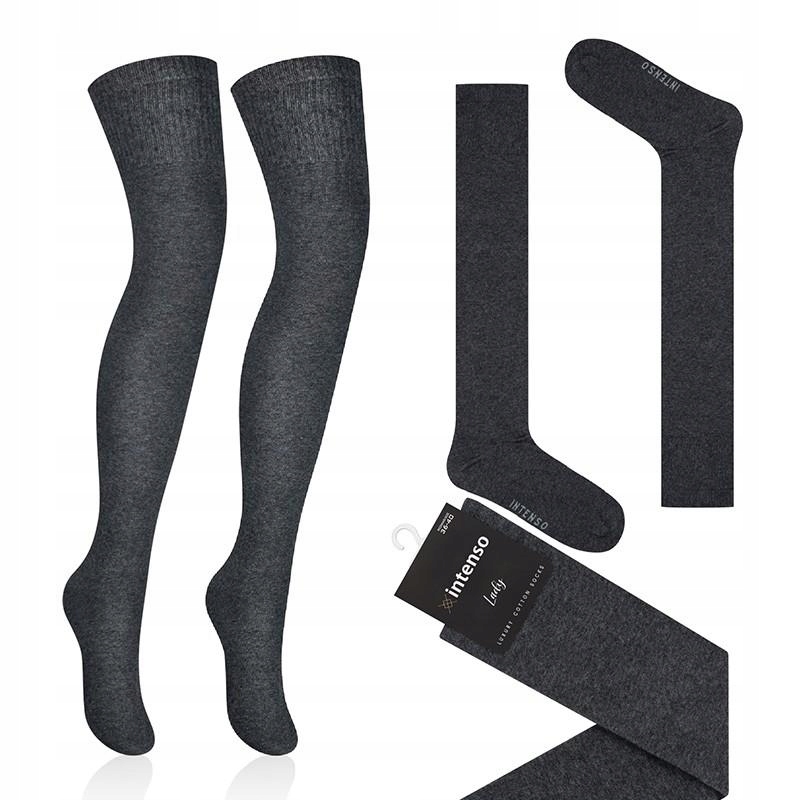 ZAKOLANÓWKI DAMSKIE GŁADKIE BAWEŁNIANE INTENSO R.36-40 Rozmiar 36-40